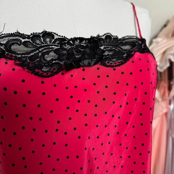 Y2K vintage slip red polka dots coquette  pin up goth M - Picture 4 of 4